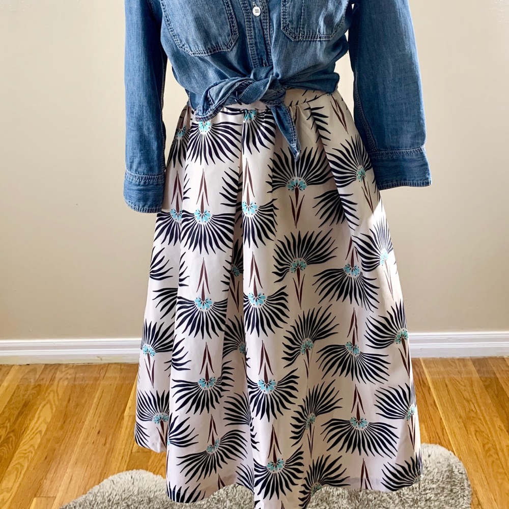 MAAC London Print A-Line Flare Midi Skirt Size 6